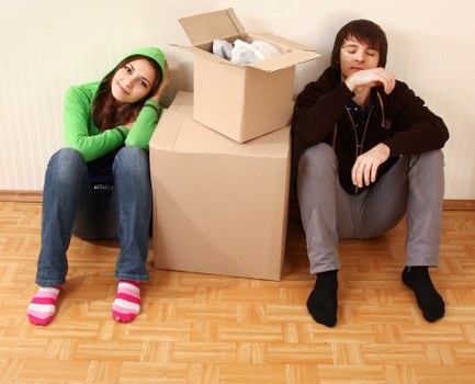 Removal van and packed boxes ready for a home move in Catford