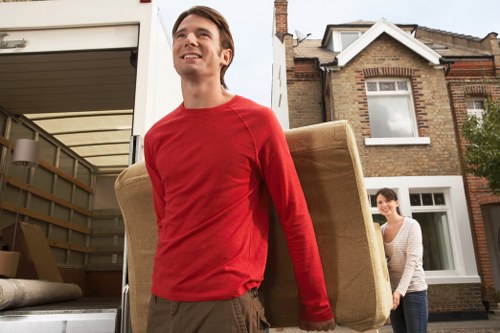 Packed boxes and furniture prepared for local truck hire